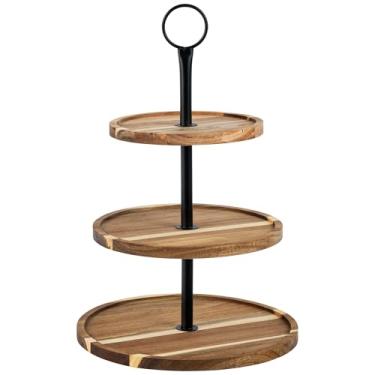 Imagem de Perco Suporte de cupcake de madeira de acácia de 3 níveis – Torre de exibição de sobremesa rústica para 50 cupcakes, biscoitos ou lanches – Bandeja resistente e fácil de montar para casamentos