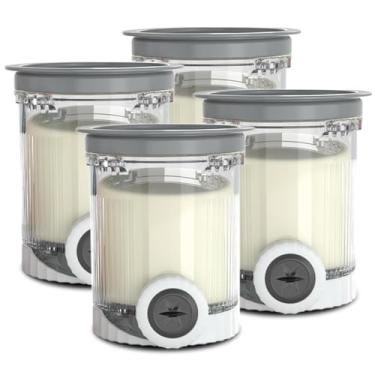 Imagem de Pints and Lids for Ninja Swirl by Creami NC700 Series Creami Deluxe Ice Cream Makers, livre de BPA e lavável na lava-louças, tampas cinzas, pacote com 4, recipientes de armazenamento de sorvete de 473