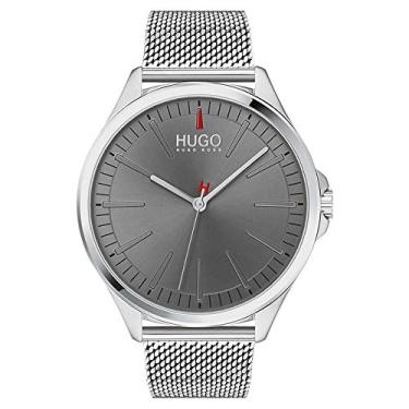 Imagem de HUGO by Hugo Boss Relógio masculino de quartzo #Smash com pulseira de aço inoxidável, prata, 20 (modelo: 1530135)