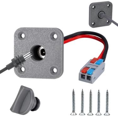 Imagem de PDClnyck Suporte de painel de cabo CC RV compatível com Starlink mini, soquete fêmea CC de 2 polos de 5,5 x 2,1 mm, passagem à prova d'água (quadrado 1 peça, cinza)