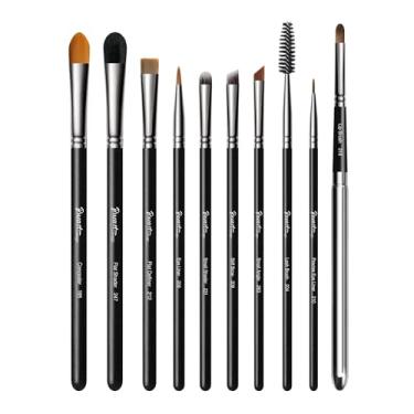 Imagem de Bueart Design Essential Pro Grade Conjunto de pincéis de maquiagem para os olhos, 10 peças profissionais de pincéis de sombra, delineador, corretivo, sobrancelha rígida, cílios e lábios