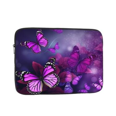 Imagem de Capa para laptop com borboletas roxas, bolsa para laptop, capa protetora para notebook de 17 polegadas