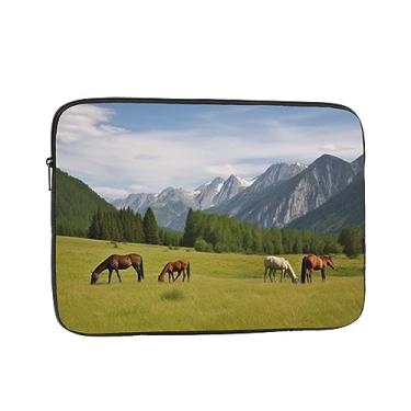 Imagem de Capa para laptop, montanha, pasto, cavalos, pastagens, bolsa para laptop, capa protetora para notebook de 13 polegadas