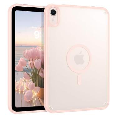Imagem de Telaso Capa magnética para iPad mini 7 A17 Pro 2024/iPad Mini 6 2021 8,3 polegadas iPad mini 7ª/6ª geração, capa protetora de TPU macio e fosco translúcido para iPad mini 7/Mini 6, rosa