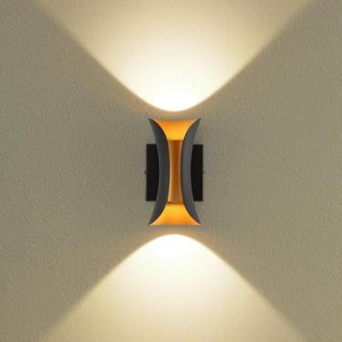 Imagem de ziidoo Luminária De Parede Moderna Para Ambientes Internos E Externos, 7,9" Led Preto Dourado, Pátio, Varanda, Porta Da Frente, Decoração Casa Cima, Baixo, Escada, Corredor, Sala Estar
