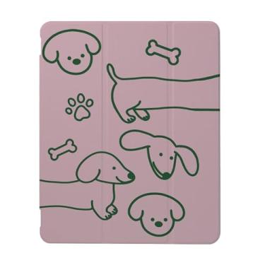 Imagem de Linda capa de cachorro adorável compatível com iPad 9ª 8ª geração 10,9 polegadas 2021/2019/2018, capa engraçada com suporte de três dobras + porta-lápis para meninos e meninas, iPad 11 polegadas 2022