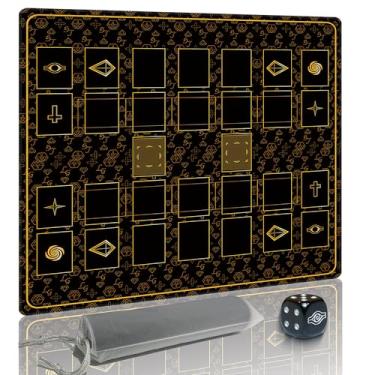 Imagem de Stitched for Yugioh Playmat, 2-Player, Master Rule Duel Field Zones, Large Card Game Mat, Original Art Designs & Accessories (Golden)