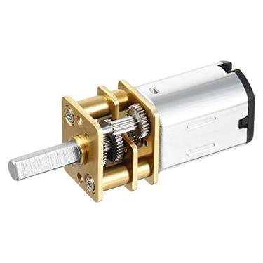 Imagem de uxcell Motor de redução de micro velocidade CC 6 V 200 RPM com caixa de engrenagens de metal completa 0,18 A, motor de caixa de engrenagens elétrica com 2 terminais para controle remoto DIY