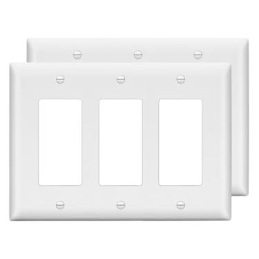 Imagem de LIDER Capa de interruptor decorador triplo com acabamento fosco, placa de parede de tomada de três grupos, tamanho médio 3 gangs 12,4 x 17,2 cm, termoplástico de policarbonato inquebrável, listado UL