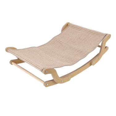 Imagem de HEEPDD Espreguiçadeira de Gato de Madeira, Cadeira de Cadeira de Gato Escalada Posto Grande Poste de Rede Com Moldura de Madeira e Almofada de Cânhamo para Arranhar e Cochilar