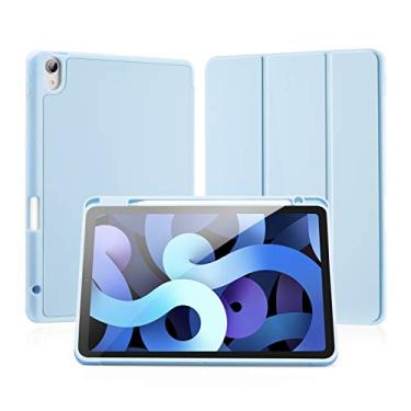 Imagem de LovRug Capa Para iPad Air 5 Geração 2022/Capa Para iPad Air 4 Geração 2020 10,9 Polegadas Com Porta-Lápis, Suspensão Automática/Despertar, Capa Inteligente de TPU macio (Azul Claro)