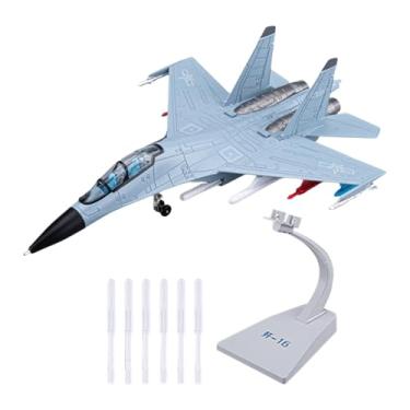 Imagem de EHJRE Modelo de caça 1/81, avião de brinquedo para crianças, avião de brinquedo para decoração, lareira, prateleira, Azul