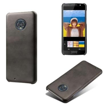Imagem de Capa para MOTO G5S,Proteção contra quedas,Casca de volta de cor sólida simples,Design de couro de imitação de plástico-Black