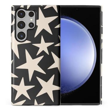 Imagem de ilikediy Capa para Samsung Galaxy S24 Ultra, HL2 Cute Cool Star Preto Híbrido 2 Camadas Capa Rígida Design Padrão de Silicone Capa Protetora