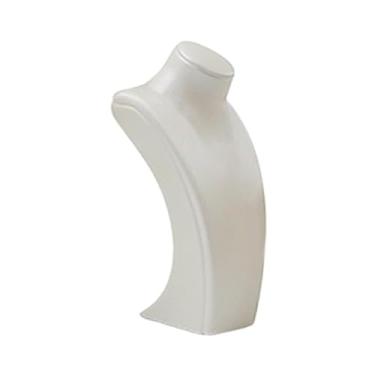 Imagem de Colaxi Suporte para exibição de busto de colar, suporte para manequim de colar, decoração, elegante, prateleira de armazenamento, presente feminino, couro, Branco, 10.5 Cm X 6.5 Cm X