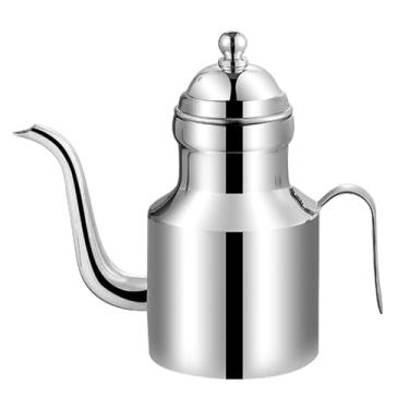 Imagem de AFXGUSD Dispensador de Azeite de Oliva, Recipiente para Líquidos de Cozinha com Alça, Garrafa de óleo de Cozinha, Prata 500ml, Tamanho real
