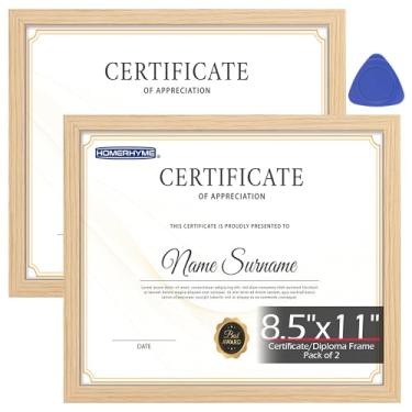 Imagem de HOMERHYME Moldura de diploma, molduras naturais de 21 x 27 cm, moldura de certificado com acrílico transparente, 21 x 27 cm, molduras para revistas de graduação para escritório, galeria, decoração de