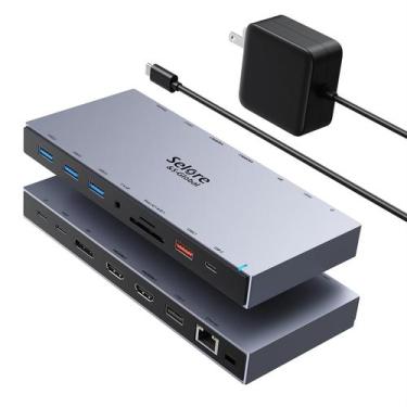 Imagem de Estação de ancoragem Selore Dual HDMI 3 Monitor USB-C 65W Dell/HP/Leno