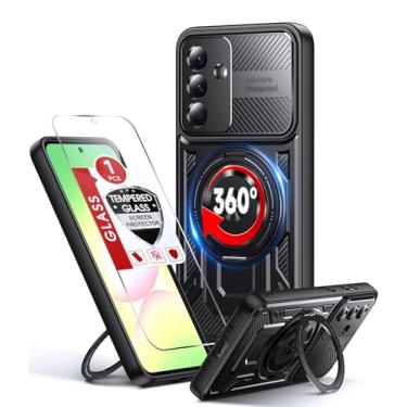 Imagem de LeYi Capa para celular Galaxy A36-5G: com protetor de tela de vidro, [Fit Magsafe] Lente All-Inclusive 16FT Capa de celular resistente com proteção contra quedas com suporte de anel invisível de 360°