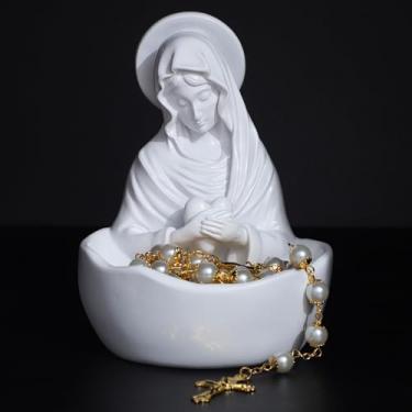 Imagem de KOMI Estátua da Virgem Maria 12,7 cm Resina Madonna Ícone Lembrança Rosário Presentes Católicos para Mulheres Estatuetas de Mãe Maria para Decoração de Altar de Casa