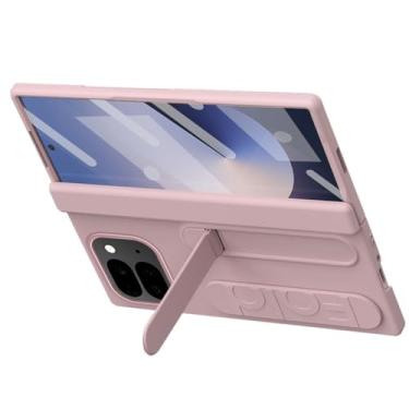 Imagem de LTLMYDAM Capa fina para Google Pixel 10 Pro Fold, capa elegante com alça de pulso elástica com mini suporte, dobradiça de proteção contra quedas, capa de policarbonato, rosa, 10 Pro Fold