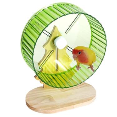 Imagem de CXYYXF Roda de exercício de papagaio super silenciosa com suporte, roda de corrida silenciosa de pássaros com suporte ajustável de altura para pombinhos, periquitos, conures, hamsters, pequenos