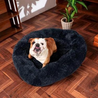 Imagem de CAMA PET DONUT NUVEM PELUCIA M REDONDA CAMINHA PELUCIADA NINHO CASINHA CASA COLCHONETE Cachorros E Gatos NUVEM FUNDO ANTIDERRAPANTE QUALIDADE PREMIUM M 50CM (PRETO)