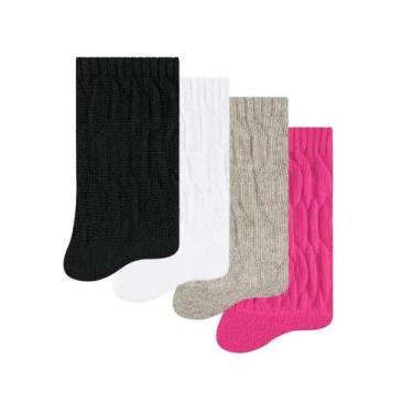 Imagem de Meia Kit 4 Pares Selene Feminina Algodão Aeróbica Longa 4900, Preto, B