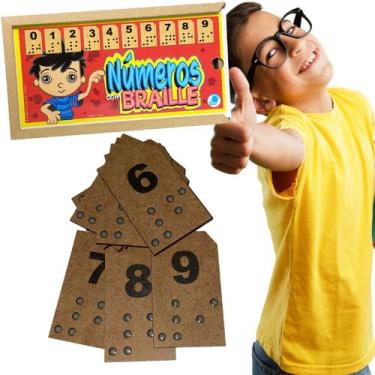 Imagem de Numerais 0 A 9 Jogo Inclusivo em Braille Baixa Visão Madeira - Simque