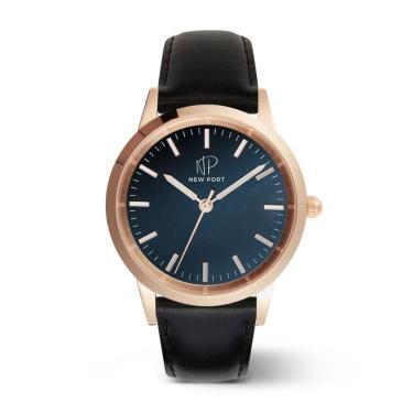 Imagem de Relógio Masculino De Luxo Clássico Couro Preto New Port 40mm