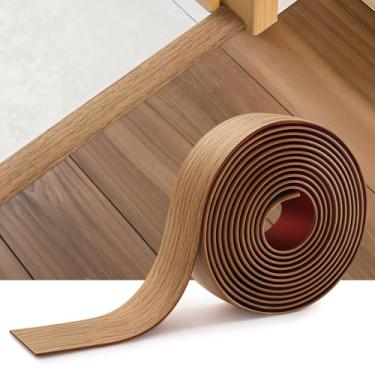 Imagem de INMOZATA Faixa de Transição de Piso de Vinil, Piso Divisor Plano Laminado Autoadesivo para Unir Vãos de Piso, Carpete, Cobertura de Soleira, Ladrilhos de Piso, Transições de Porta(4 Pés,Castanho Claro