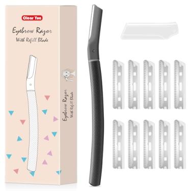 Imagem de Dermaplane Razor para rosto feminino, ferramenta dermaplaning para rosto, lâminas faciais para mulheres e homens com 10 lâminas substituíveis, preto