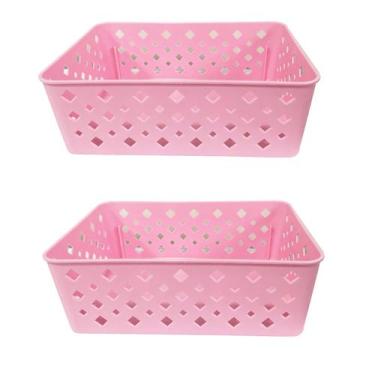 Imagem de Kit 2 Cesto Multiuso Organizador Premium Rosa 123Organizei - 123 Organ