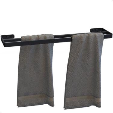 Imagem de Porta Toalha Duplo Toalheiro Suporte Banheiro Preto Max - HomeFull