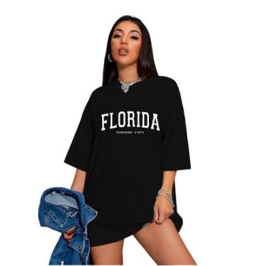 Imagem de Camiseta Oversized Feminina Florida Sunshine - FSL.CONF, Preto, XG