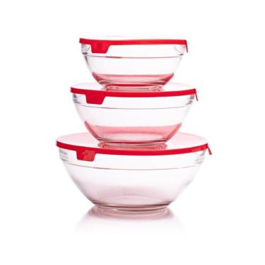 Imagem de Conjunto Com 3 Potes De Vidro Transparente Para Alimentos. - Zipp