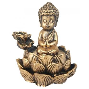 Imagem de Incensario Cascata Porta Incenso Flor De Lotus Buda Menino - Decore Ca