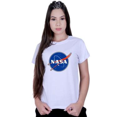 Imagem de Camiseta Feminina Baby Look Moda Geek Nerd Nasa U.S.A - Lafre, Branco,