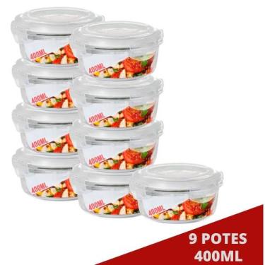 Imagem de 9 Pote de Vidro Redondo c/ Trava 400ML Freezer Airfryer Casa - QUALITY