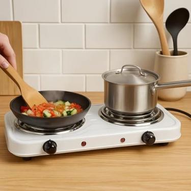 Imagem de Fogareiro Elétrico Portátil 2 Bocas Camping Casa Passeio Viagem Sítio Básico Moderno Eficiente 127V