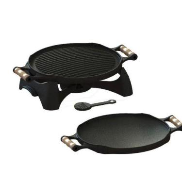 Imagem de Rechaud Bifeteira Redondo Dupla Face Ferro Fundido - LIBANEZA