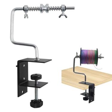 Imagem de JOGFFDE Carretel de linha de pesca de alumínio enrolador de linha de pesca com grampo ajustável sistema de carretel de enrolador portátil máquina multifuncional ferramenta de carretel de linha real de