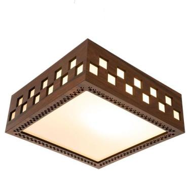 Imagem de Luminária Decorativa Madeira Plafon Enseada Quad 30Cm - Creatus