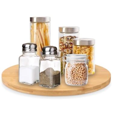 Imagem de Organizador giratório Susan de bambu de 30,5 cm para armário de cozinha, suporte giratório de condimentos, suporte de especiarias Lazy Susan, organizador giratório de bambu para bancada de cozinha ou