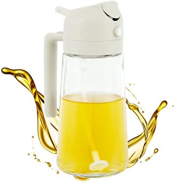 Imagem de Garrafa dispensadora de azeite de oliva para cozinha, pulverizador de óleo 2 em 1 para cozinhar, frasco de spray de óleo de vidro de 470 ml, pulverizador de azeite, dispensador de óleo de qualidade
