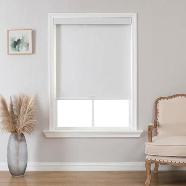 Imagem de Joydeco Persianas de rolo 100% blackout (Pro), persianas sem fio free-stop para janelas, proteção UV, persianas de tecido natural para casa e escritório, capa de alumínio à prova de luz (branca, 73,7
