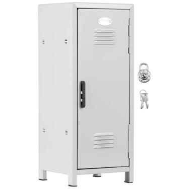 Imagem de Tcwhniev Mini Locker com fechadura e chave, pequeno armário de metal à prova de ferrugem para mesa, mini armário portátil, mini armário prático com compartimentos, cofre para dinheiro e caixa de