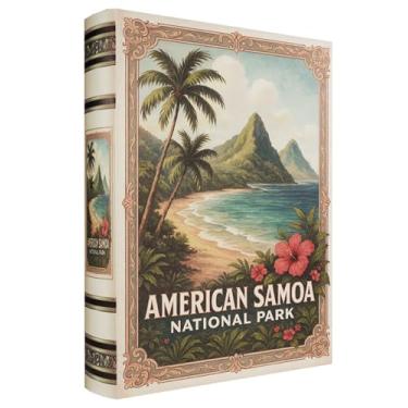 Imagem de XIAOAIKA Caixa decorativa de madeira – Caixas de livros falsas vintage com design de parque nacional, armazenamento secreto com fecho magnético, capa de couro, perfeita para estante de livros de