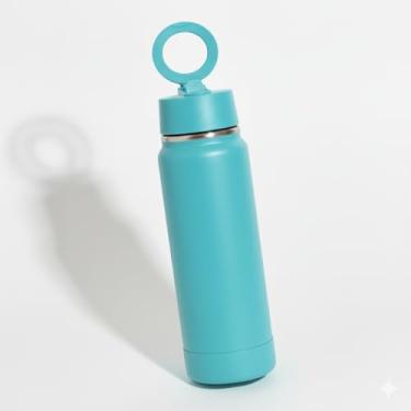 Imagem de Garrafa Térmica Esportiva de Aço Inox 700ml com Suporte Magnético para celular, Bico Retrátil e Isolamento a Vácuo - Ideal para a Academia, Escritório e dia a dia. (Verde)