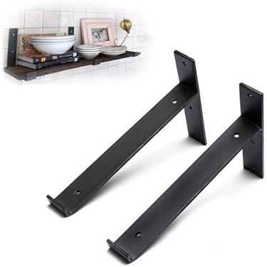 Imagem de Suportes De Prateleira Flutuantes Pesados - 6 Ih Preto, Suporte De Parede, Para Diy Rústico Prateleira Flutuante, Com Acessórios De Instalação, Black, H 200 X L 150 mm (8X6in)